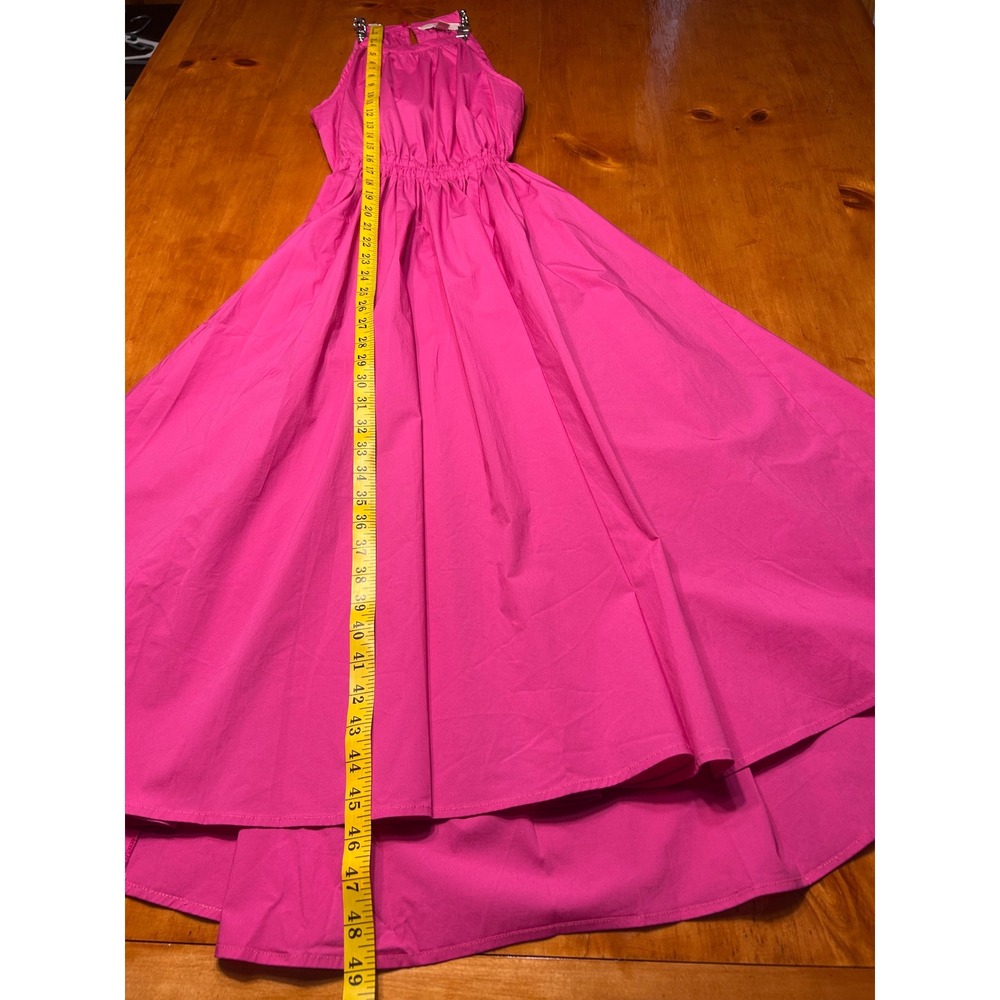 Michael Kors Pink Halter Midi Dress Chain Neck Open Back Cut Out High Low Small - Picture 5 of 11